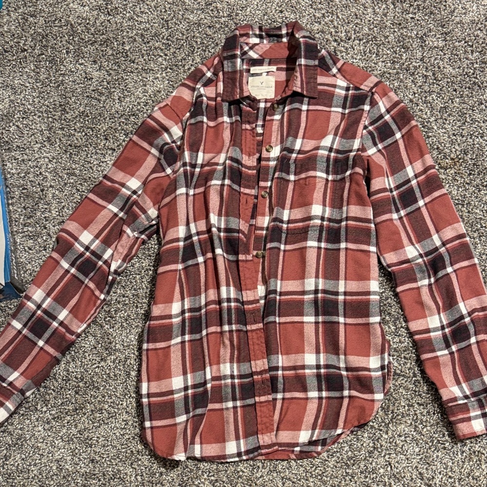American Eagle Outfitters Red Plaid Shirt